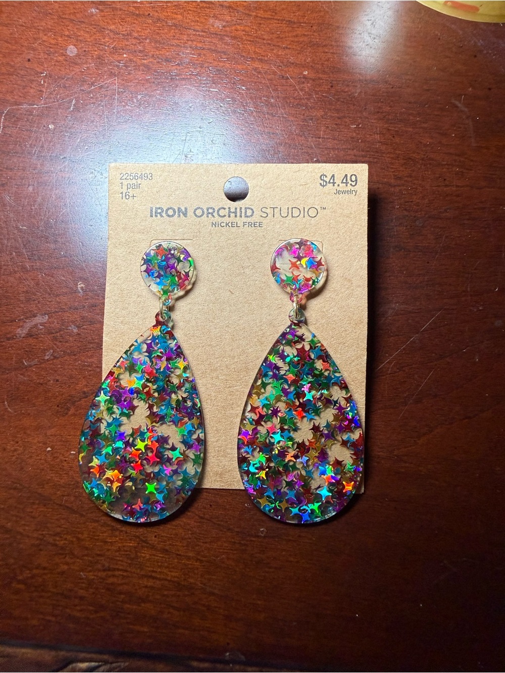 Iridescent Star Confetti Teardrop Earrings - Multicolor